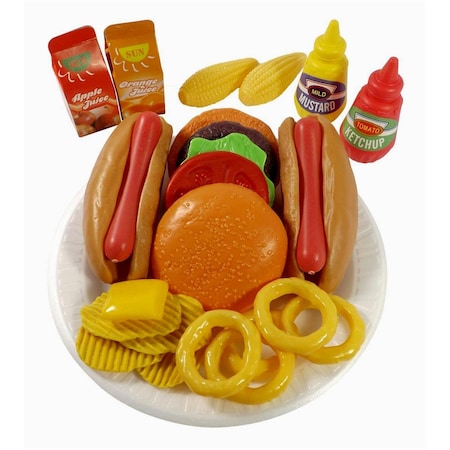 Azimport Fast Food Play Set for Kids, Includes Burger, Hot Dog, Potato Chips, Onion Rings, Corn & More AZ30310